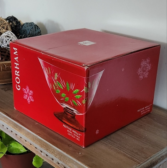 🎄 Gorham Crystal Festive Holiday Bowl – 8.5”, With Box, Christmas Elegance - Picture 15 of 16